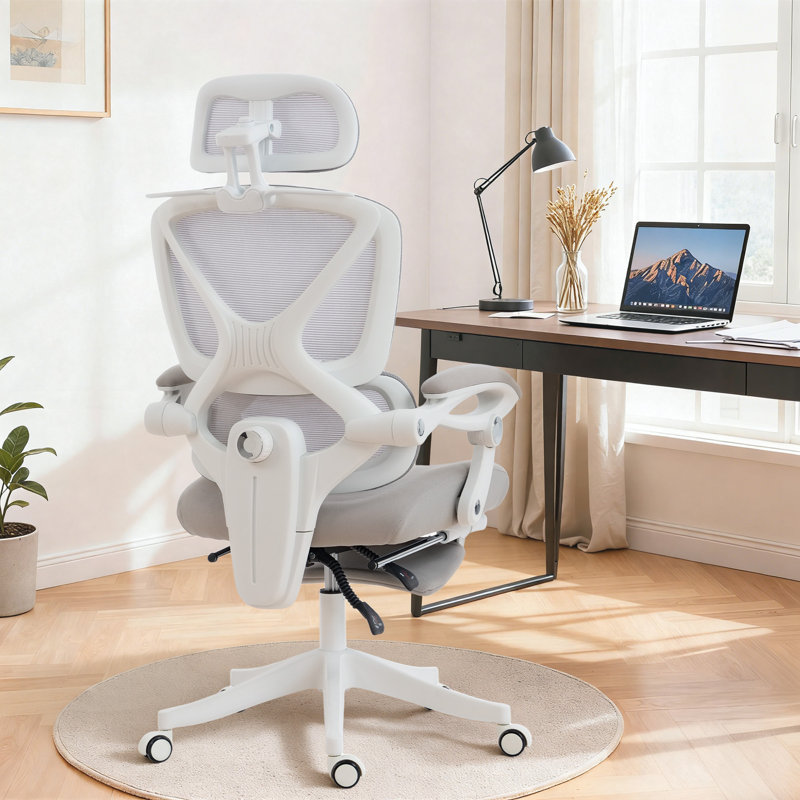 Fauteuil de bureau ergonomique à dossier haut, gris