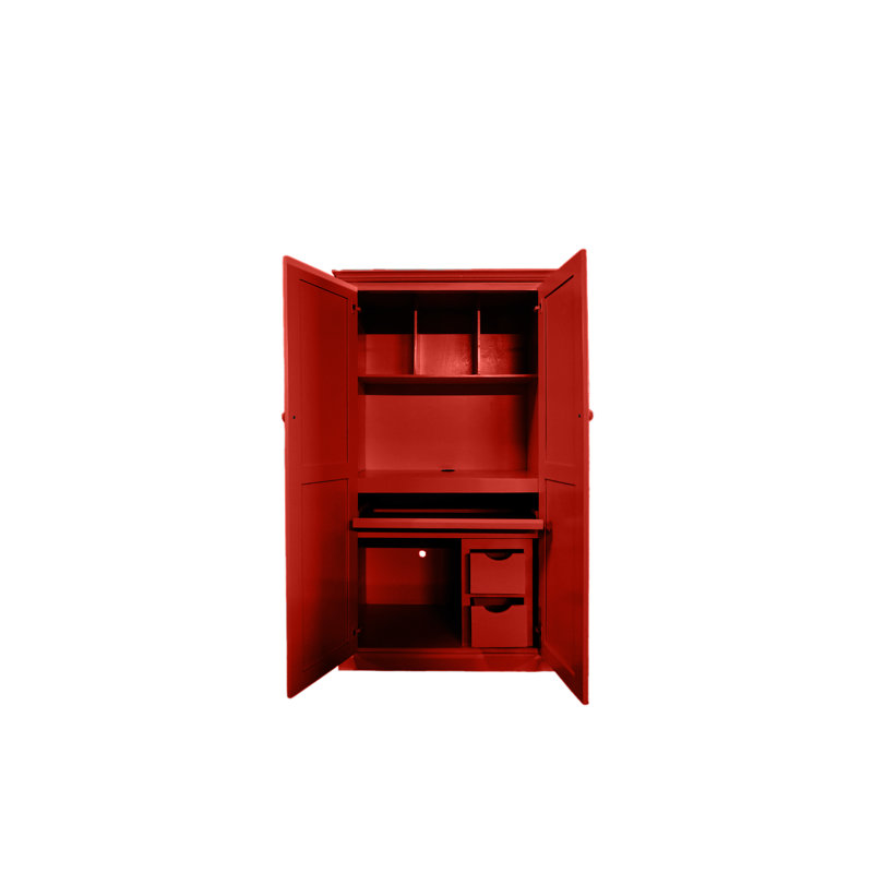 Bureau armoire en bois massif Breeda, Rouge de Falun