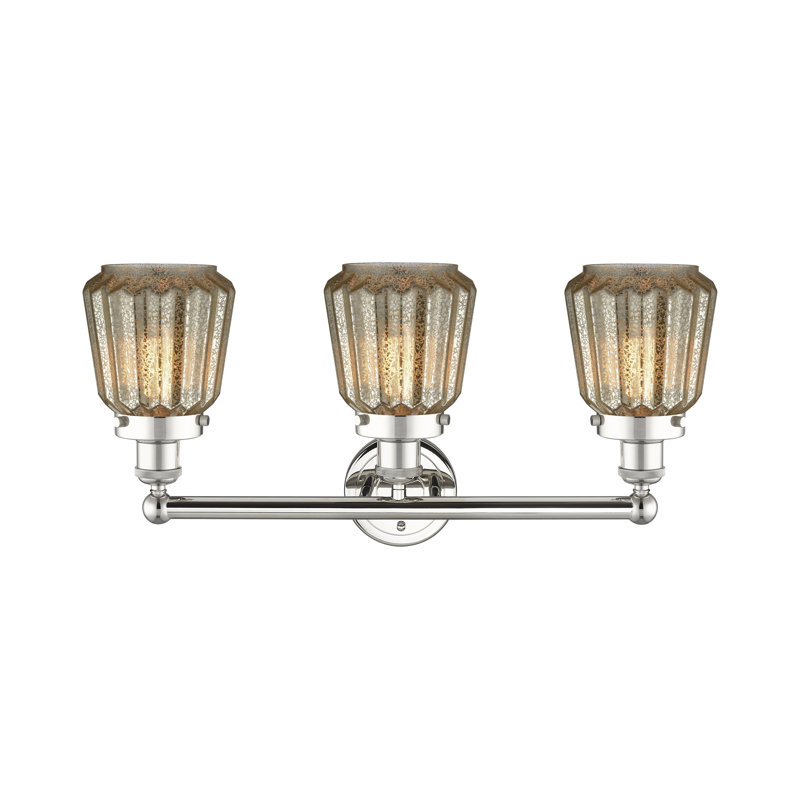 Éclairage pour meuble-lavabo à 3 lumières Aretzy, Mercurisé, Nickel poli