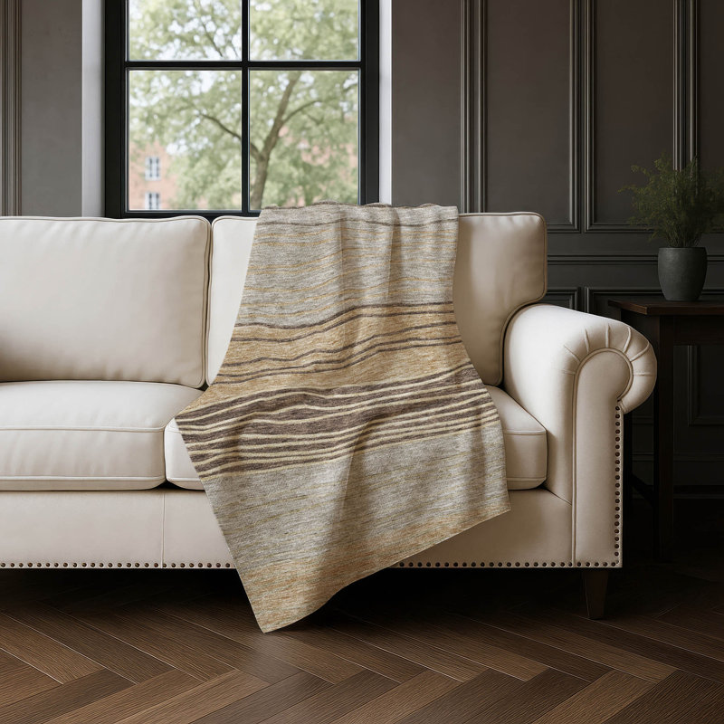 Jeté à rayures Addison Sherpa ASB735, Taupe