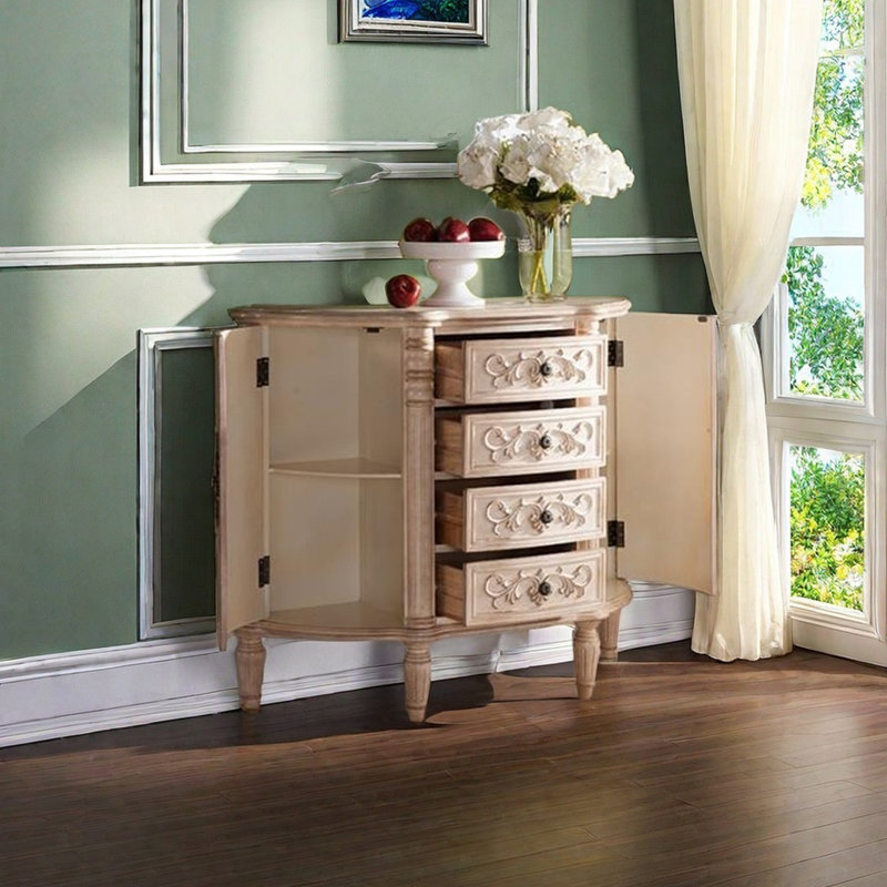 Buffet décoratif européen demi-rond, Blanc cassé