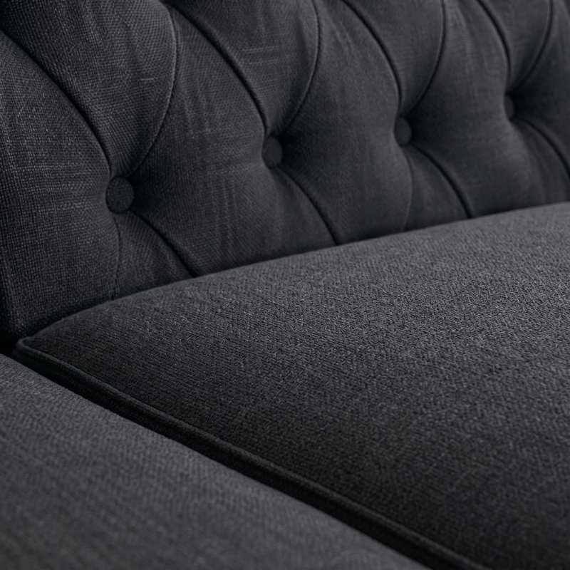 Canapé d'angle modulaire en forme de L, Chesterfield moderne de style Mid-Century avec dossier capitonné et garniture cloutée, structure renforcée robuste, résistant aux taches et aux égratignures, accueillant les animaux de compagnie, confort de soutien pour le salon