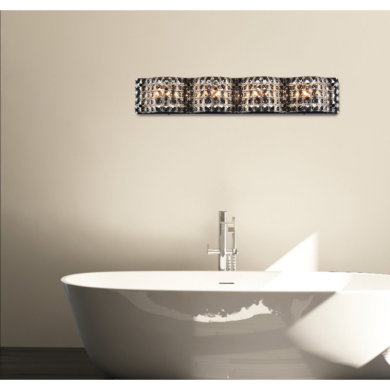 Falk Dimmable Bath Bar, Chrome, 4.7" H x 26.8" W x 26.8" D, 4 Lights