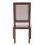Ensemble de 2 chaises de salle à manger de style campagnard français, dossier rembourré rectangulaire, structure en hévéa massif avec pieds cannelés sculptés, finition bois rustique vieilli, pour la cuisine et la salle à manger, mobilier d'intérieur.