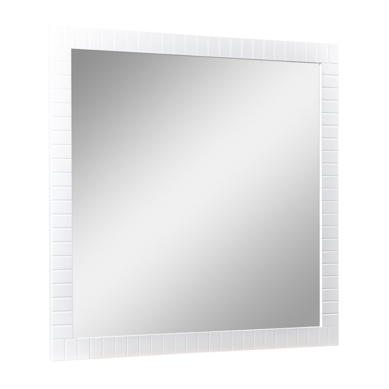 Miroir mural Kamien, 40 po x 40 po, Blanc mat