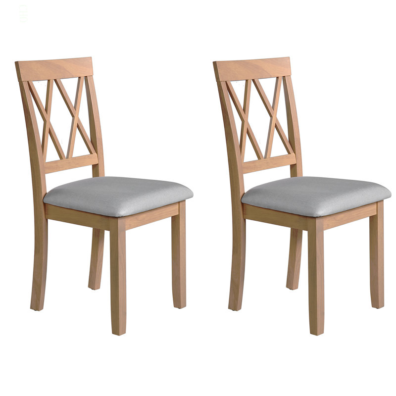 Ensemble de 2 chaises de salle à manger, chaises d'appoint de salle à manger rembourrées en tissu avec pieds en bois massif et siège rembourré