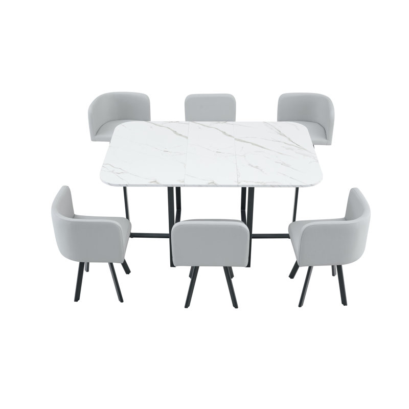 Ensemble de table de salle à manger moderne gris avec structure en métal pour la maison