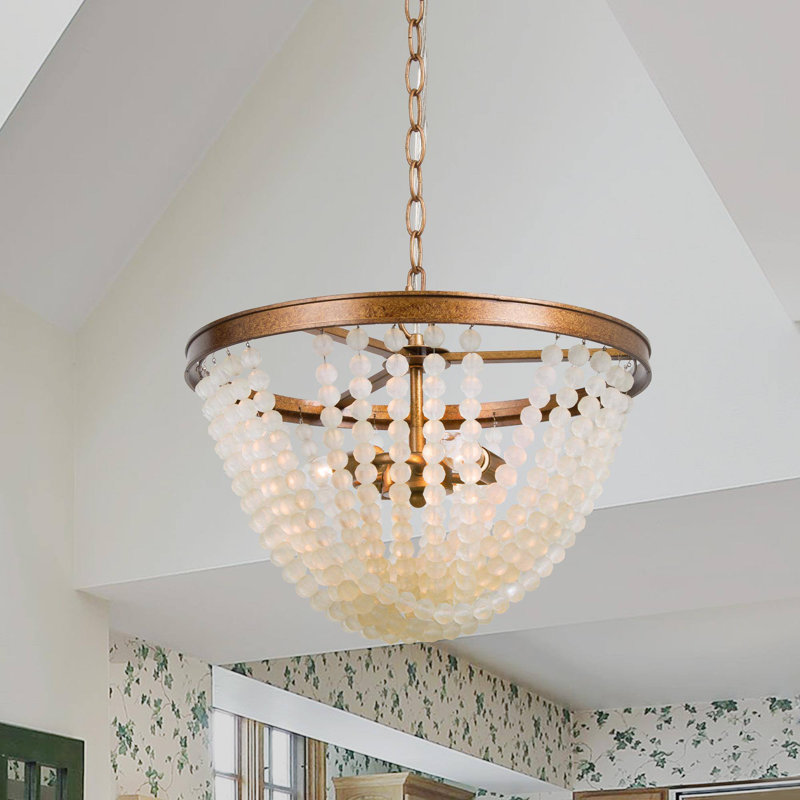 Plafonnier semi-encastré lustre 3 lumières boho