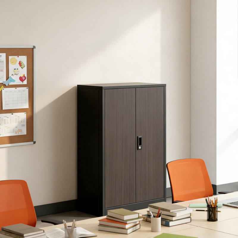 Armoire de rangement en métal de style moderne avec portes verrouillables et tablette réglable, armoire de rangement pliante pour bureau à domicile, école, garage