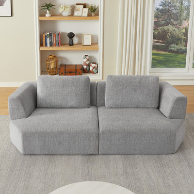 Boneless Oversized 3 Seater Compressed Sofa With Chenille Fabric, No Assembly, Space-Saving For Living Room, Apartment
