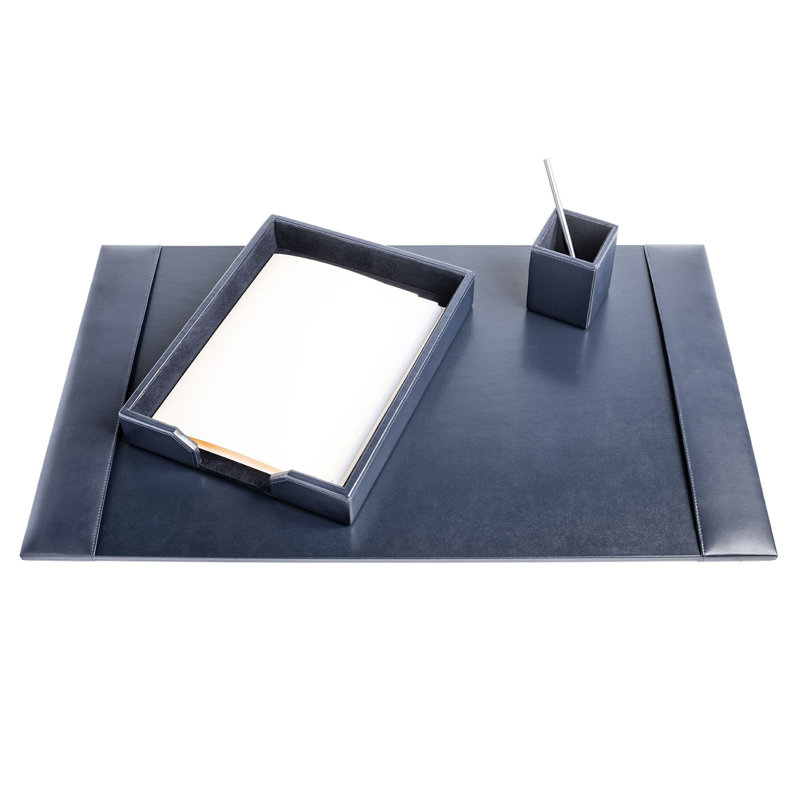 Jill Leather Desk Organizer Set, Navy Blue