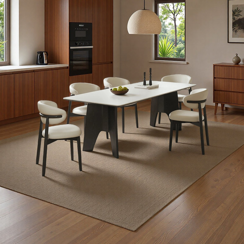 Table de salle à manger de luxe unique, H 29,52 po x l 78,74 po x P 35,43 po, 7 pièces : table, 6 chaises