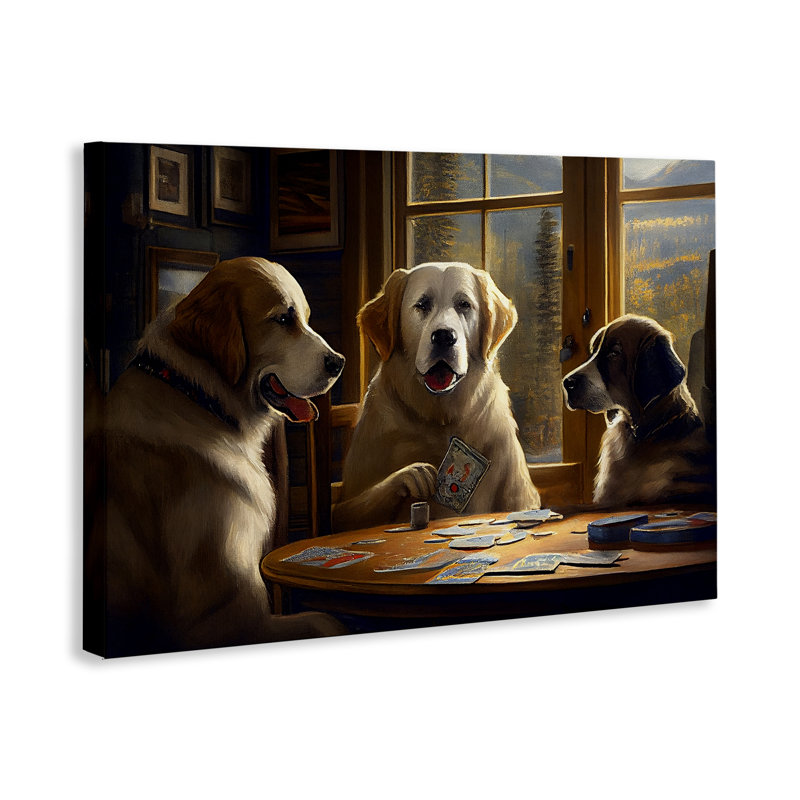 Chiens jouant au jeu de cartes sur toile par Sasha, H 24 po x l 36 po
