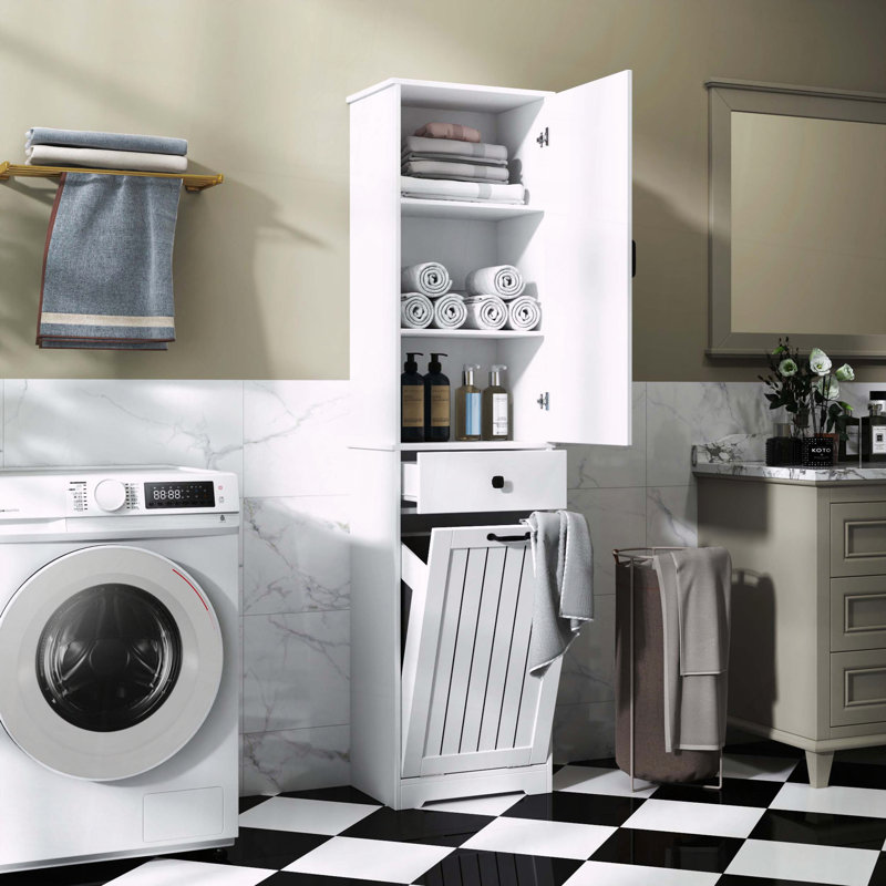 Laundry Cabinet With Storage Cabinet Drawer Durable Easy Maintain Wooden Structure