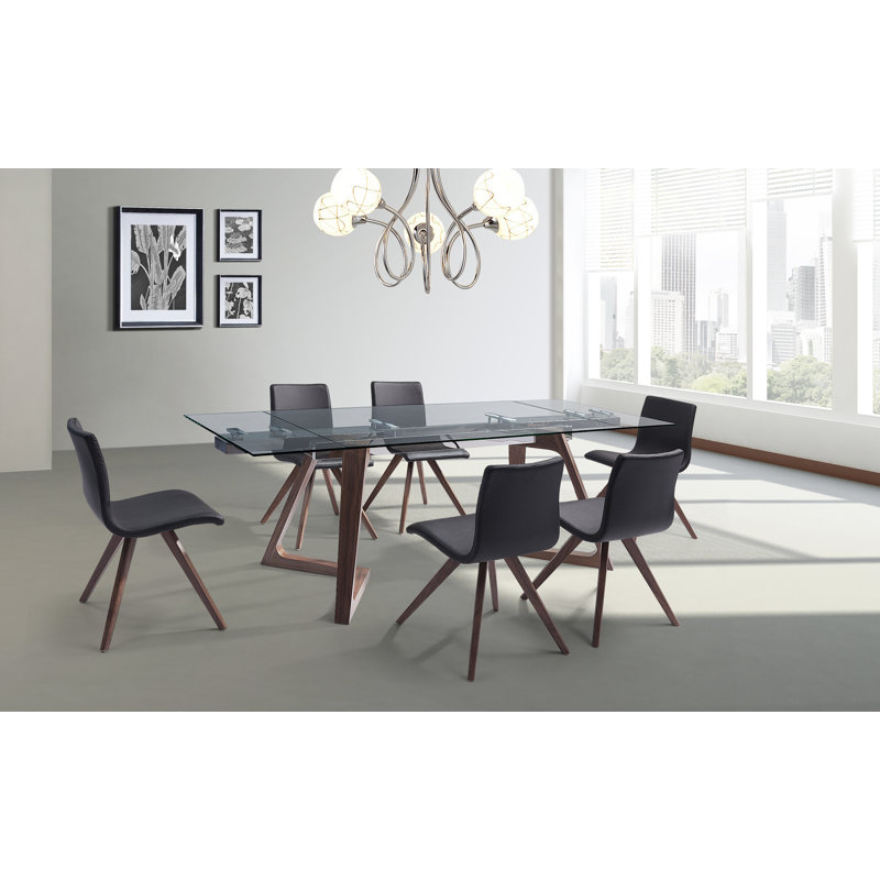 Jaeshaun Extendable Glass Top Dining Table, Walnut