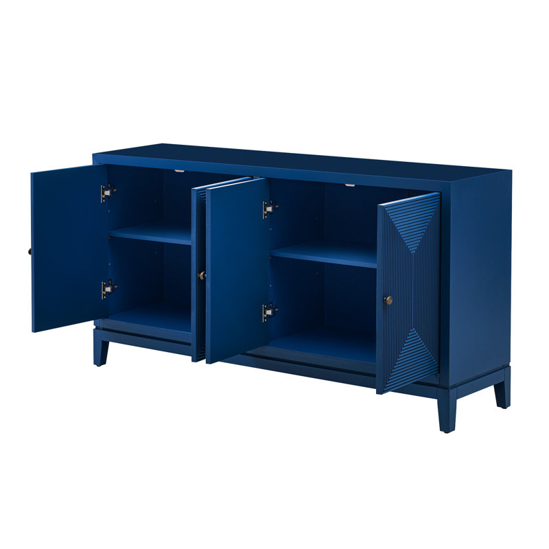 Armoire avec décoration de lignes verticales et rangement pratique à motif de buffet élégant, Navy Blue