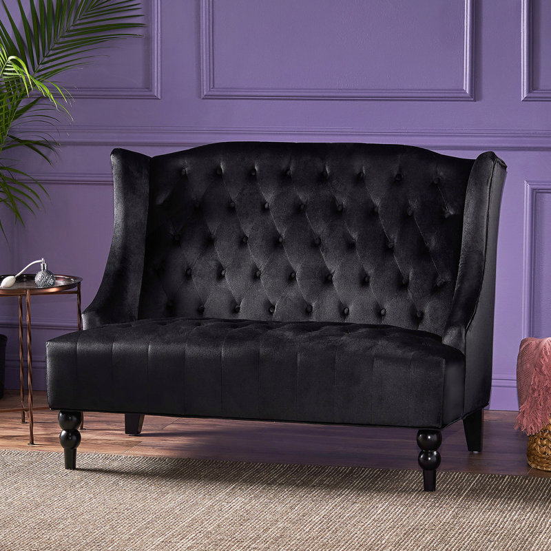 Carolina Upholstered 50.25'' Loveseat, Black Velvet