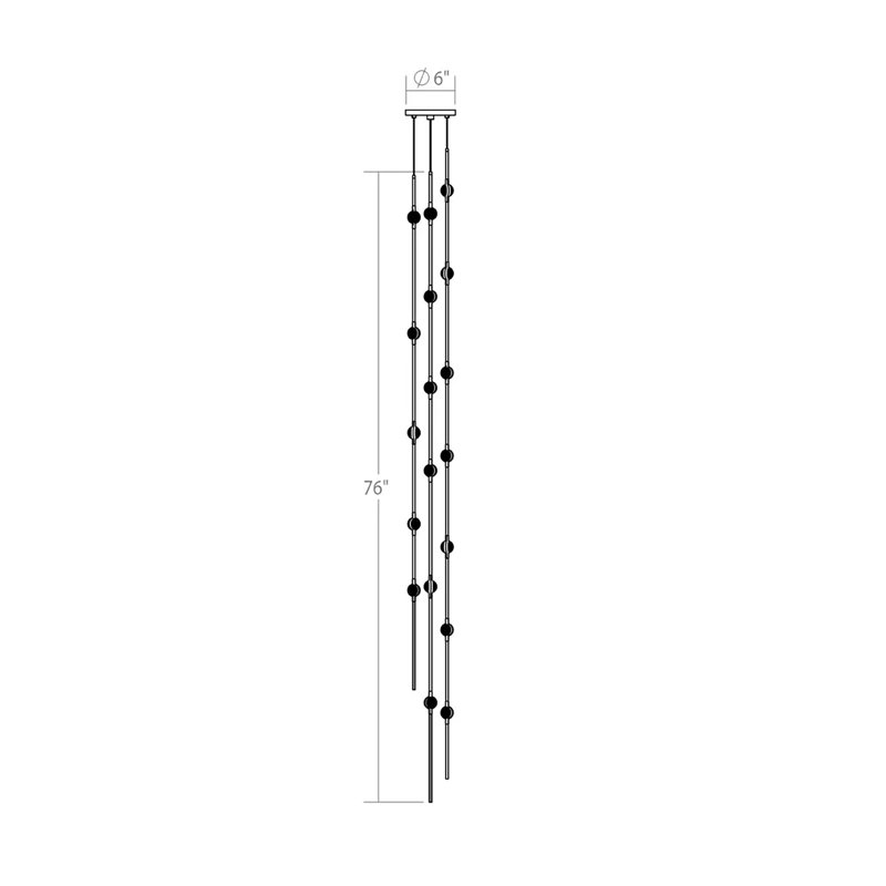 Constellation Andromeda Satin Nickel 76" LED Cluster Pendant with Crystal Accents