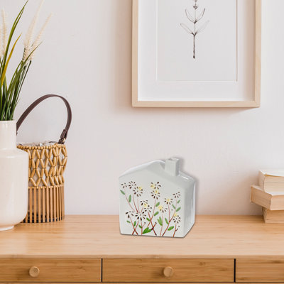 Maison florale à DEL en céramique avec cheminée