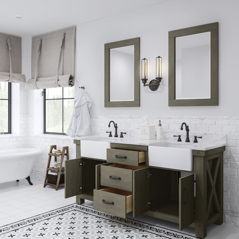 Ensemble de meuble-lavabo double 72 po Aiana, Gris brouillard, No