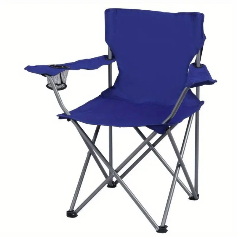 2 Pack Basic Quad Folding Camp Chair With Cup Holder Orchid Plum Adult, Royal Blue