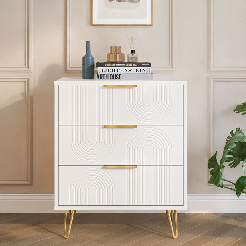 Table de chevet moderne 24 po avec 3 tiroirs