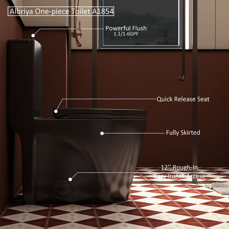 Modern One Piece Toilet,Elongated Toilet Power Dual Flush 1.1/1.6 GPF,Comfortable Seat ADA Height