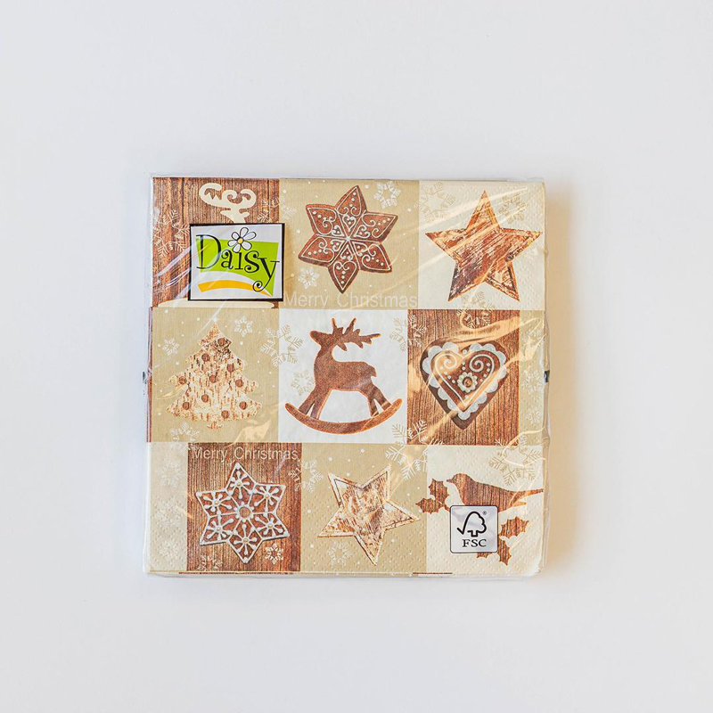 Ensemble de 20 serviettes de Noël dans des tons de brun