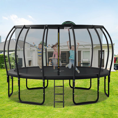 Creationstry Outdoor 16' Round Backyard Trampoline with Upgraded ArcPole and Composite TopLoop,Playset Physical Trampoline