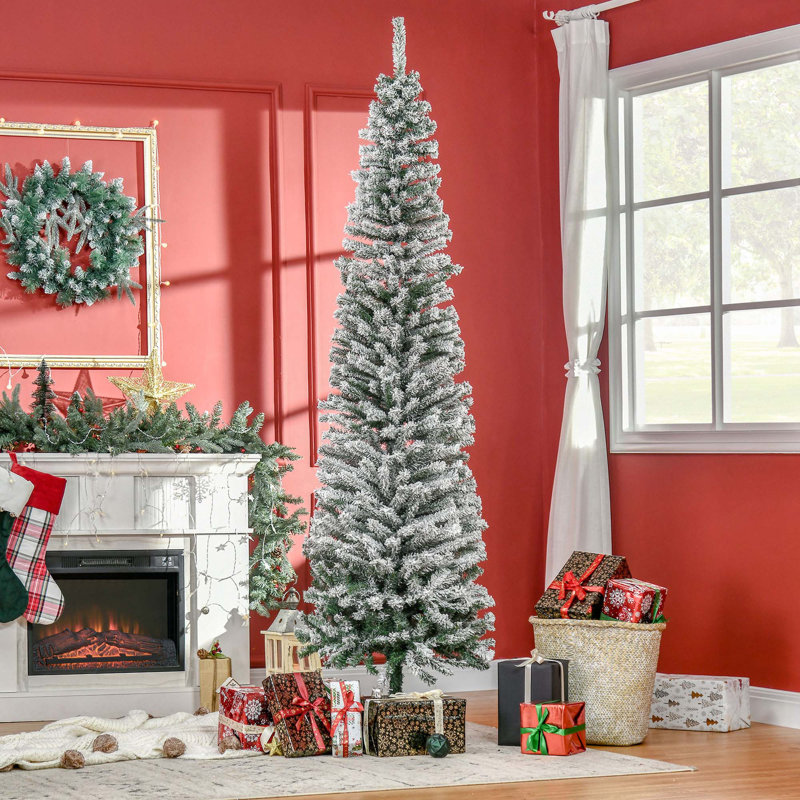 Arbre de Noël artificiel mince 7,5 pi avec des branches réalistes et 738 pointes