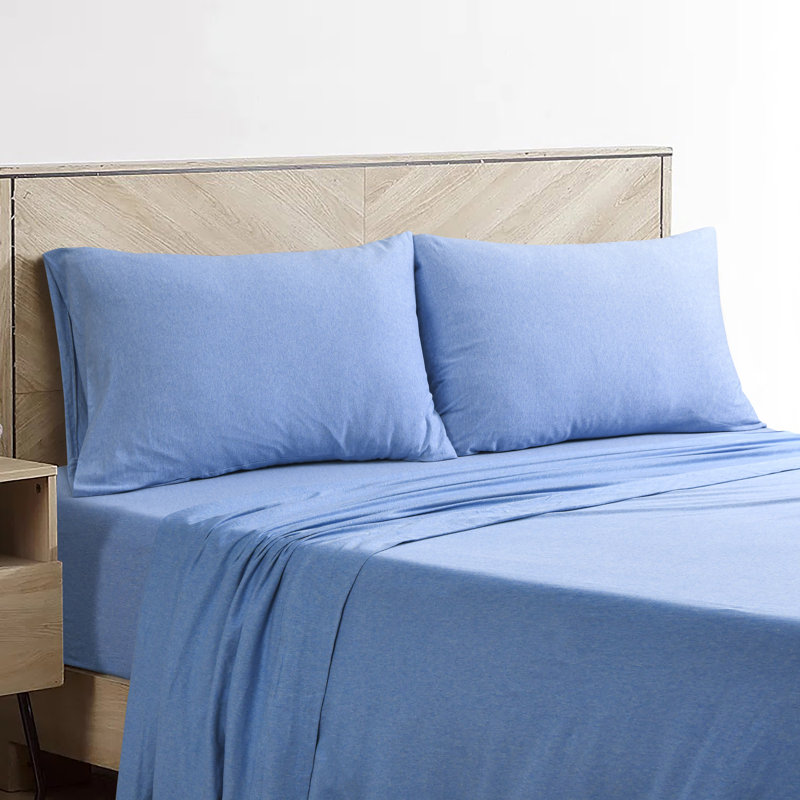 Ensemble de draps en jersey grand respirant en jersey 4 pièces | Toutes saisons, denim, Denim