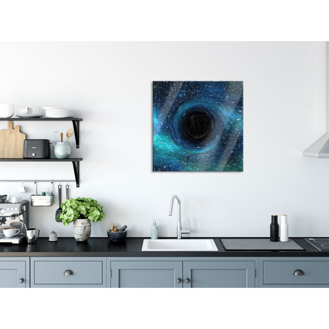 Ungerahmter Grafikdruck auf Glas "Black Hole in Space"