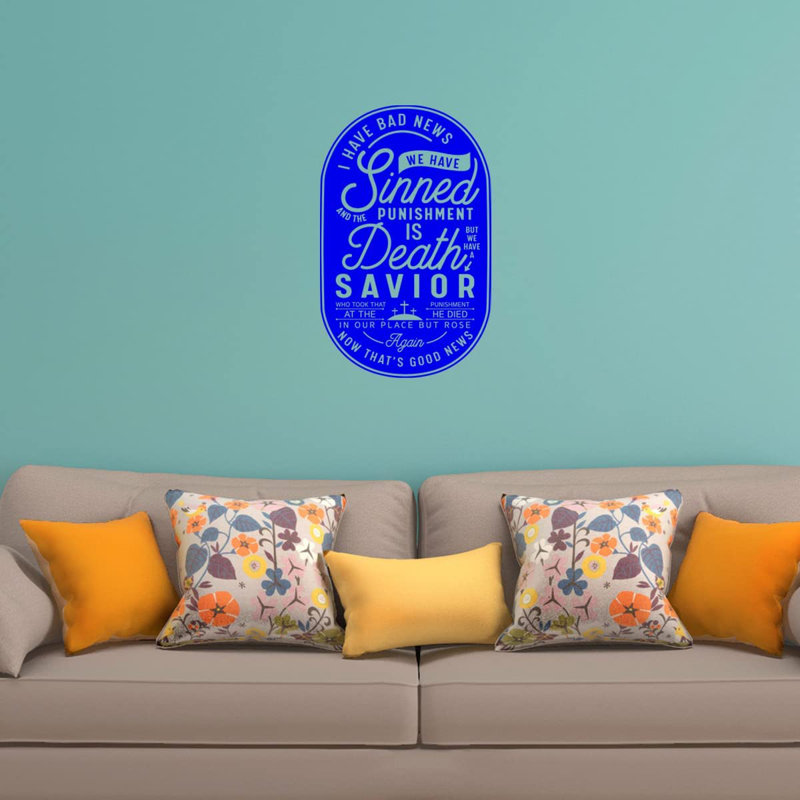 Text & Numbers Non-Wall Damaging Wall Decal, 35" H x 22" W, Blue