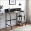 Bureaux, chêne rustique industriel moderne & amp; Bureau d'écriture noir à 2 tablettes avec base en forme de H, support pour téléphone / tablette, H 30 po x l 43 po x P 20 po | Chêne | Panneau de particules + panneau de fibres à densité moyenne