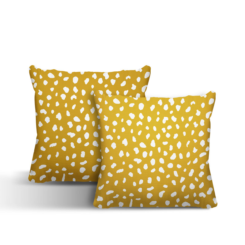 Coussin décoratif intérieur / extérieur, L 15 po x H 15 po, Jaune