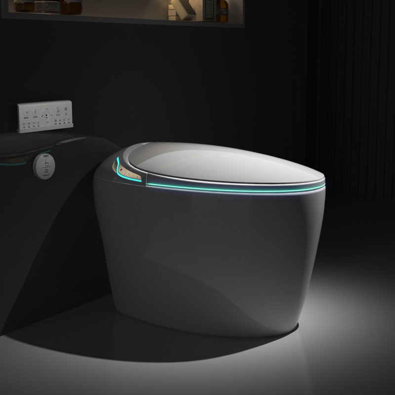 Smart Toilet With Bidet Function, Auto Open/Close Lid, Foot Sensor, Multiple Washing Modes, Warm Water, Bathroom Essential Integration, Powerful Flushing, Upgrade