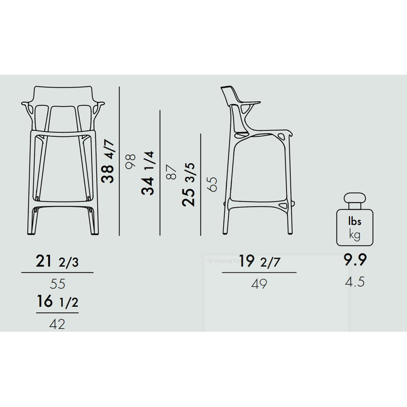 A.I. Tabouret recyclé, Noir, Comptoir