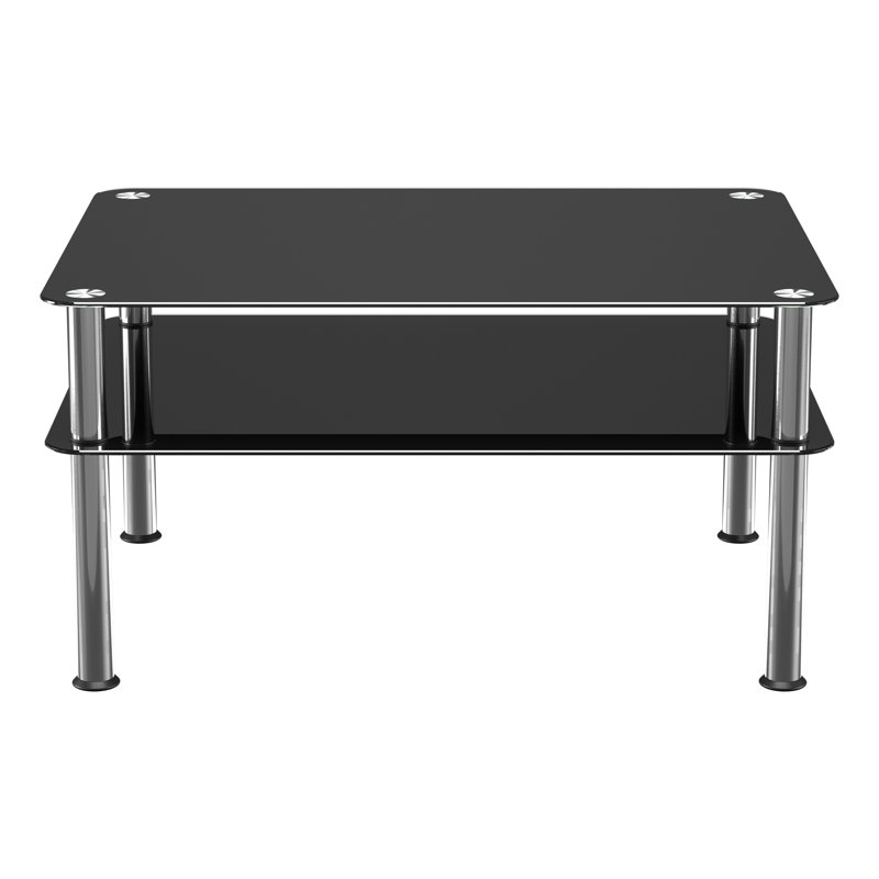 Byrge Four Leg Coffee Table with Storage, Chrome, 41.6cm H x 80cm W x 60cm D