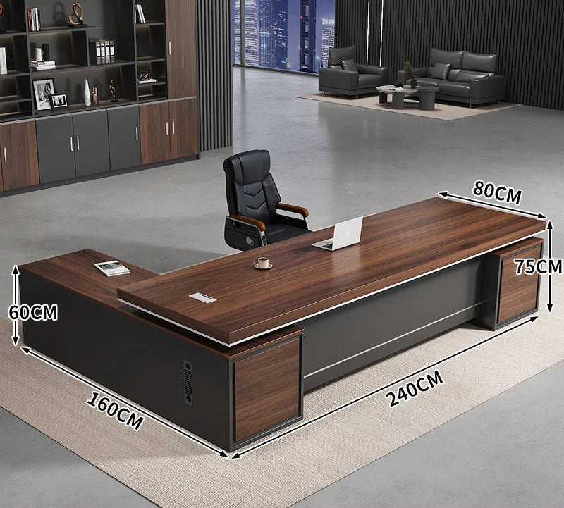 Mylisha L-Shaped Executive Desk, 75cm H x 240cm W x 80cm D, Walnut