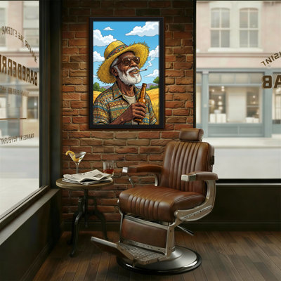 Fashion Old Man with Hat, bière et cigare
