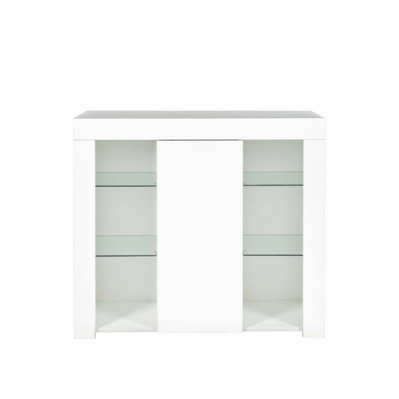 Buffet de cuisine avec éclairage à DEL, armoire de rangement pour buffet de salle à manger ultrabrillante, couloir, salon, meuble télé, meuble vitrine avec tiroir et 1 porte