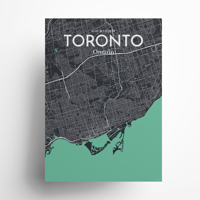Toronto City Map In Dream - No Frame Print, 27.6cm H x 19.7cm W x 0.05cm D