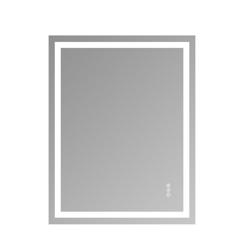 Miroir de salle de bain en verre trempé sans cadre à DEL avec deux bandes à DEL avant et arrière, 36 po x 28 po