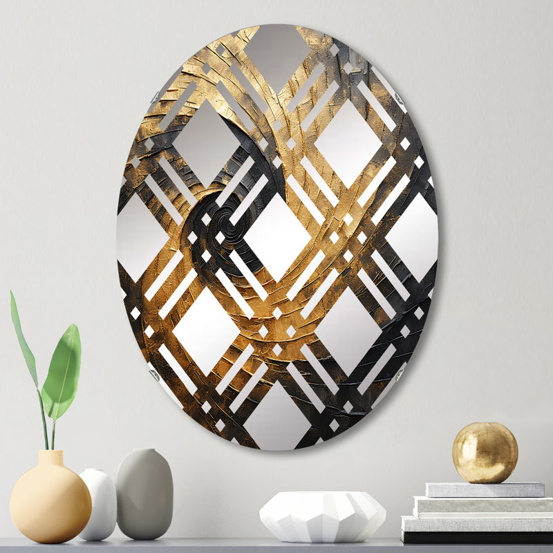 Miroir décoratif à carreaux en spirale doré noir I MIR106146 O, L 20 po x H 30 po