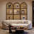 67" Arched Folding Room Divider with Magazine Display Rails-1843227837