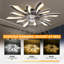 Ventilateur de plafond encastré moderne avec ensemble de lumières DEL à intensité variable, RC, pales réversibles, 6 vitesses - Pissenlit-88062746