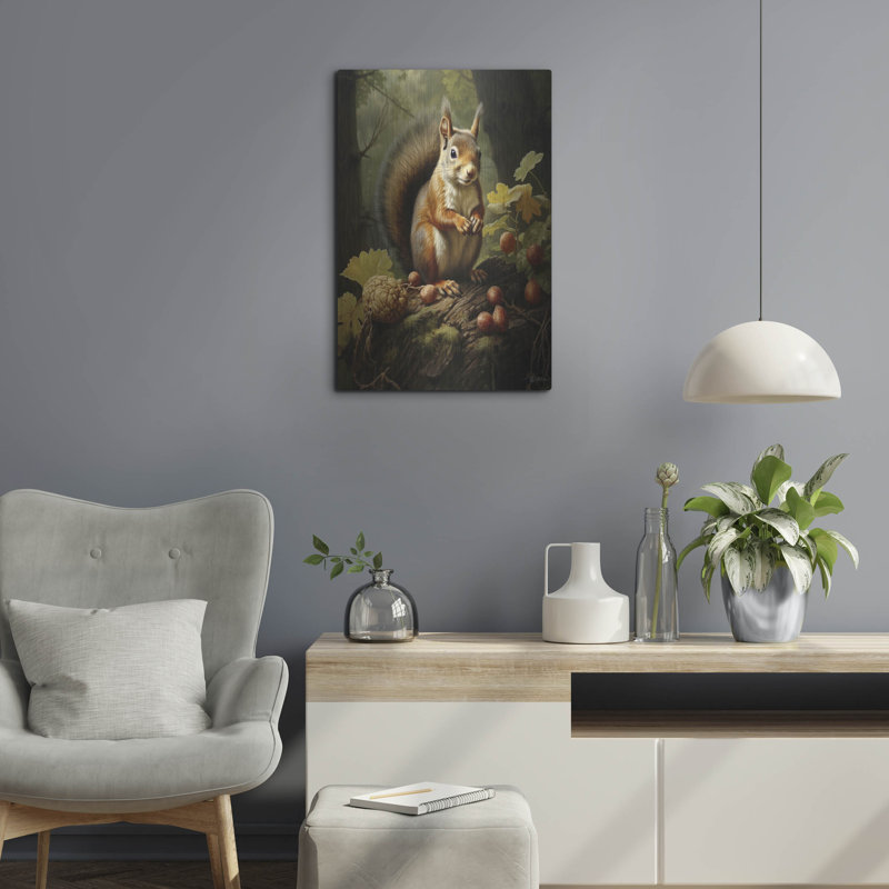 Art mural luxueux «Grey Squirrel In The Woods» par Momart, H 24 po x l 16 po