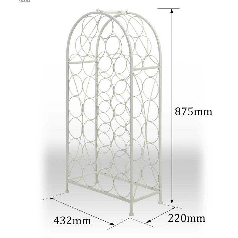 Café Cassis Floor Wine Bottle Rack, 87.5cm H x 43.2cm W x 22cm D, Cream
