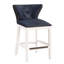 Tabouret de bar bleu en similicuir et bois blanc
