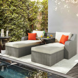 Adelean 3-Piece Patio Wicker Sofa Sets,Outedoor Sofa Set with Cushions, Pillows, Ottomans and Table